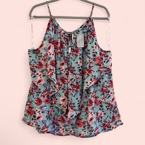 NWT Forever 21+ Plus Size 3X Floral Halter Top W/ Metal Ring Detail